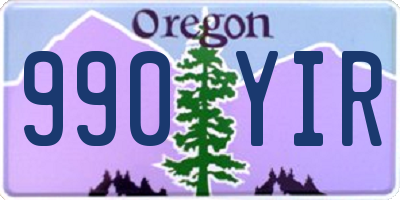 OR license plate 990YIR