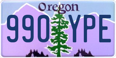 OR license plate 990YPE