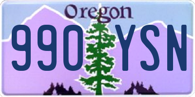 OR license plate 990YSN