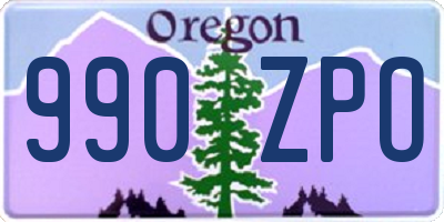 OR license plate 990ZPO