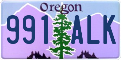 OR license plate 991ALK