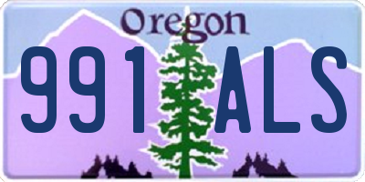 OR license plate 991ALS