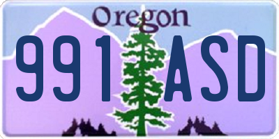 OR license plate 991ASD