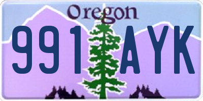 OR license plate 991AYK