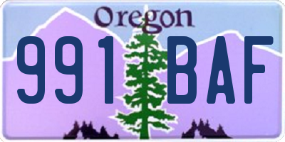 OR license plate 991BAF