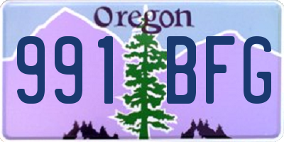 OR license plate 991BFG