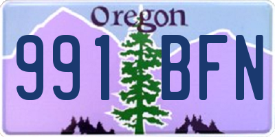 OR license plate 991BFN
