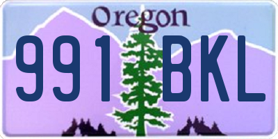 OR license plate 991BKL