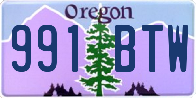 OR license plate 991BTW