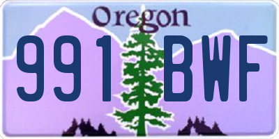 OR license plate 991BWF
