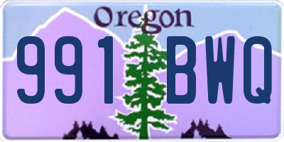 OR license plate 991BWQ