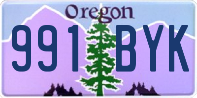 OR license plate 991BYK
