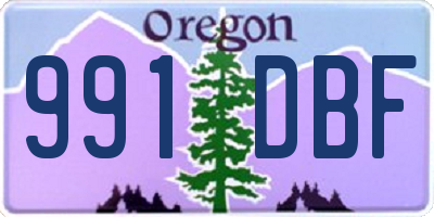 OR license plate 991DBF