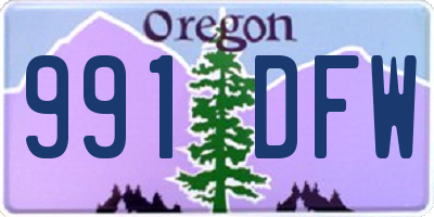 OR license plate 991DFW