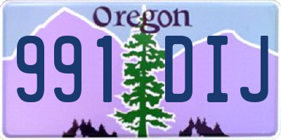 OR license plate 991DIJ