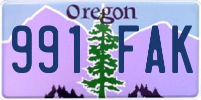 OR license plate 991FAK