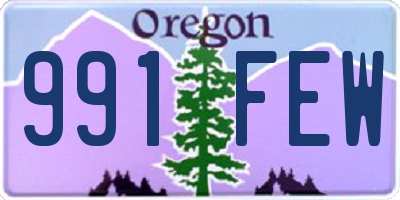 OR license plate 991FEW