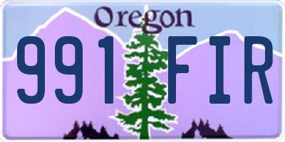OR license plate 991FIR