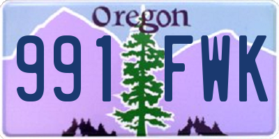 OR license plate 991FWK