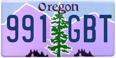 OR license plate 991GBT