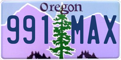 OR license plate 991MAX