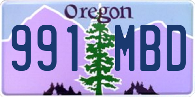 OR license plate 991MBD