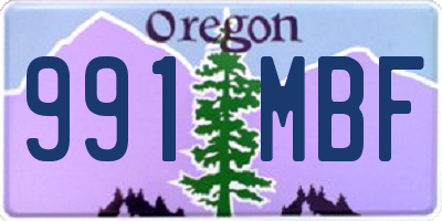 OR license plate 991MBF