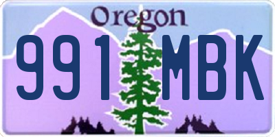 OR license plate 991MBK