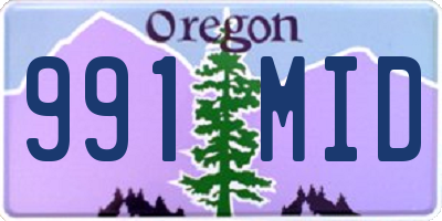 OR license plate 991MID