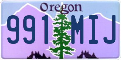 OR license plate 991MIJ