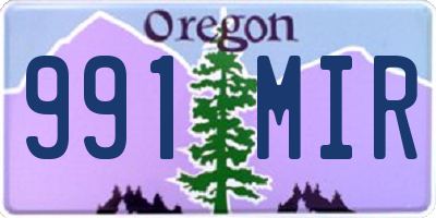 OR license plate 991MIR