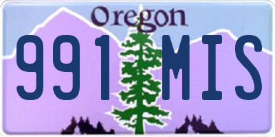 OR license plate 991MIS