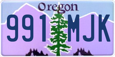 OR license plate 991MJK