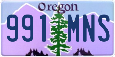 OR license plate 991MNS