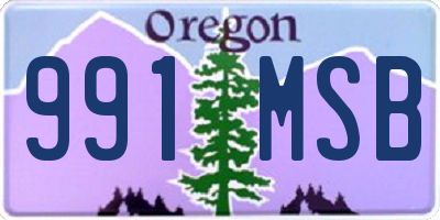 OR license plate 991MSB