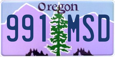 OR license plate 991MSD