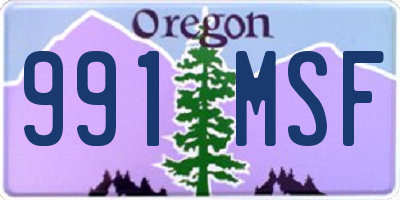 OR license plate 991MSF