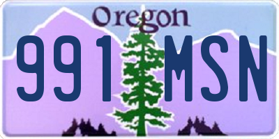 OR license plate 991MSN