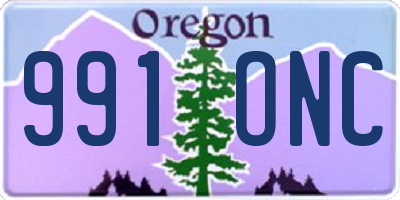 OR license plate 991ONC