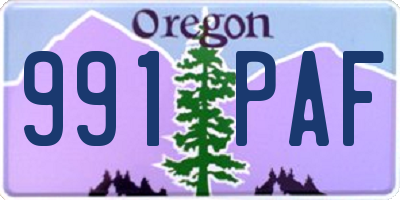 OR license plate 991PAF