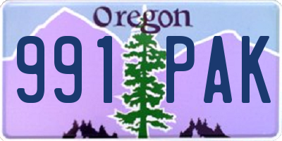 OR license plate 991PAK