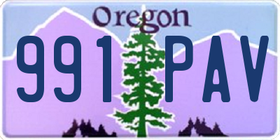 OR license plate 991PAV