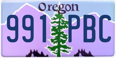 OR license plate 991PBC