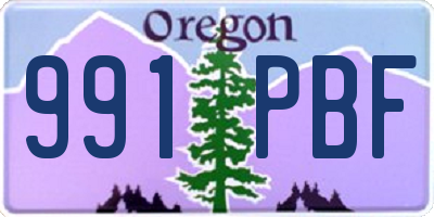 OR license plate 991PBF