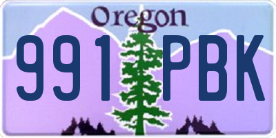 OR license plate 991PBK