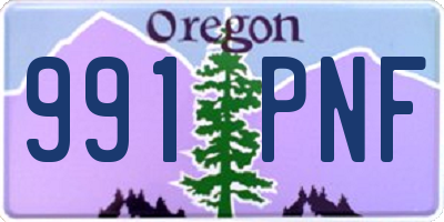 OR license plate 991PNF