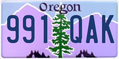 OR license plate 991QAK
