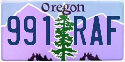 OR license plate 991RAF