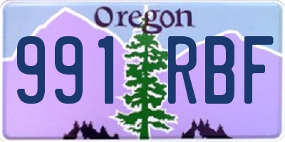 OR license plate 991RBF