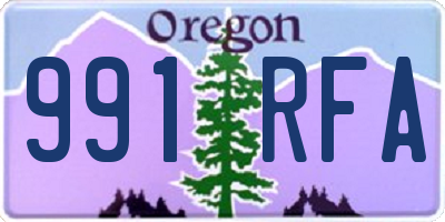 OR license plate 991RFA